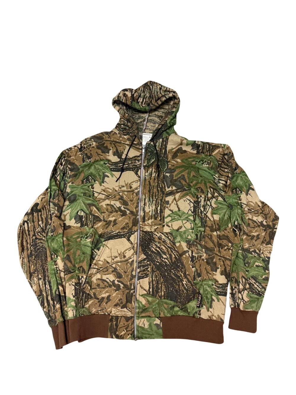Vintage Stearns Hoodie Sweatshirt Mens Medium Realtree Camo Full Zip Hunting